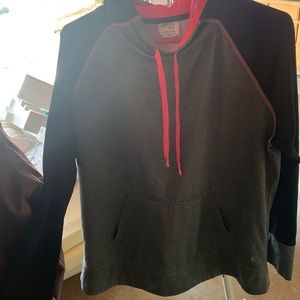 Hooded sweatshirt black, grey and neon pink